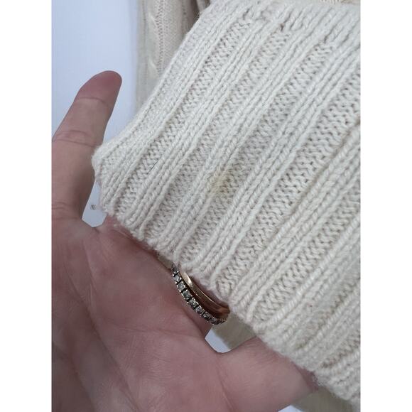 Polo Ralph Lauren Off White Cable Knit V-neck Sweater Women’s Large Preppy - Picture 4 of 4